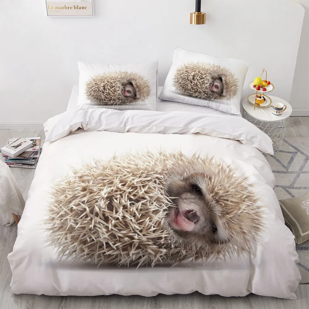 

2/3 Pieces Lovely Hedgehog Bedding Set Microfiber Fabric Duvet Cover For Kids Adults Bed Quilt Cover Pillowcase(No Sheets)