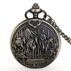 Новый Винтажный Бронзовый Ковбой лошадь кварцевые карманные часы Аналоговые в виде кулона унисекс Карманные часы ожерелье цепь для мужчин и женщин