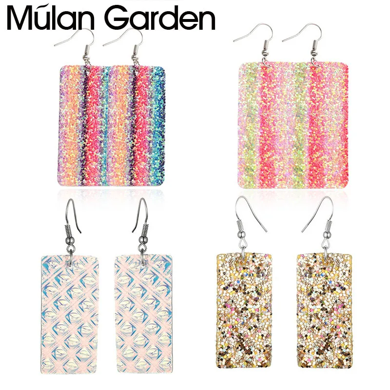 M & G прямоугольные серьги из искусственной кожи для женщин золотые блестящие