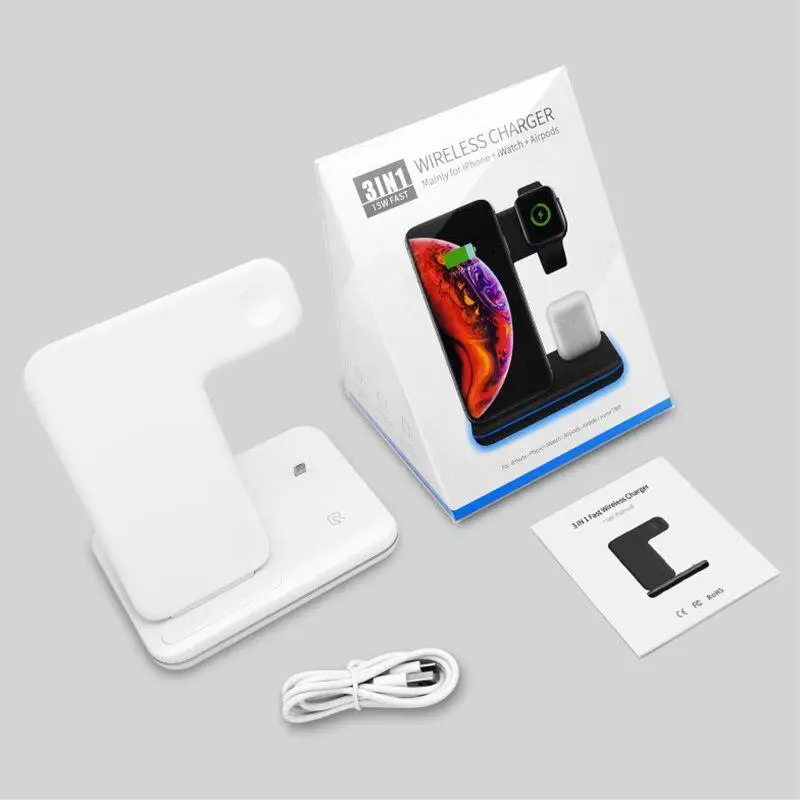 3 в 1 универсальное беспроводное зарядное устройство Qi 15 Вт для Iphone X 8 Xiaomi Quick Charge 0