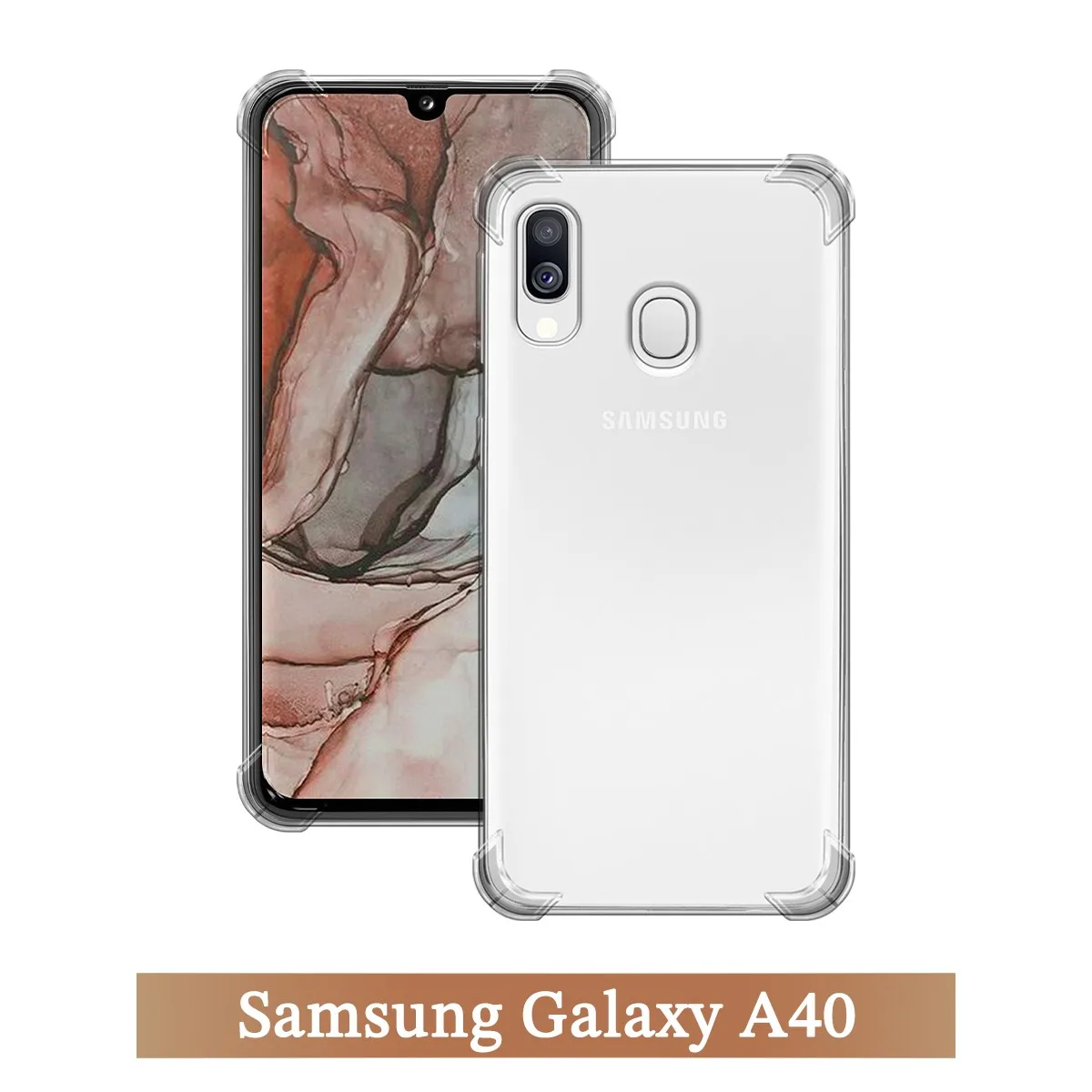 Противоударный чехол для Samsung Galaxy A40 прозрачный силиконовый ударопрочный