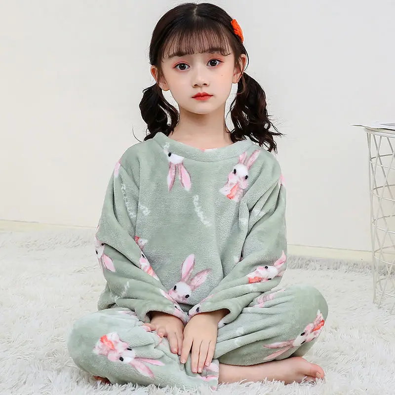 

Пижамный комплект осень-зима детские пижамы фланелевый утепленный детский домашний костюм из кораллового флиса для девочек