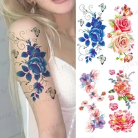 tattoo stickers waterproof temporary tattoos henna rose peony flower girls tattoos body art arm fake sleeve tatoo women men