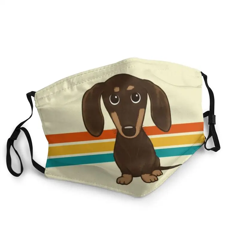 

Cute Chocolate Dachshund Mask Washable Cartoon Badger Sausage Wiener Dog Face Mask Protection Cover Respirator Mouth-Muffle