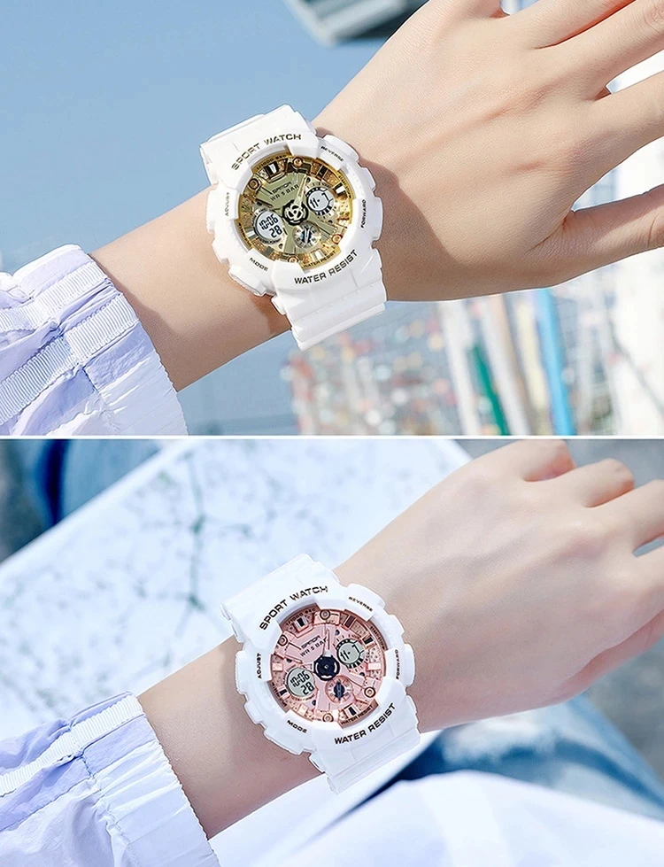 Модные новые женские спортивные часы G водонепроницаемые цифровые светодиодные