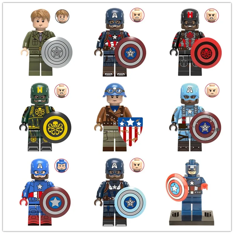 DC Супер Герои Капитан Америка серии строительные блоки детские подарки|Блочные