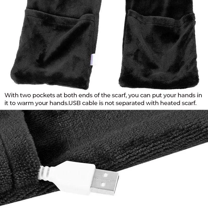 

Mintiml Fiery Scarf Electric Heated Shawl Mobile Heating Scarf Winter Warming Neck Hand Portable USB Powered Soft Ourdoor Indoor