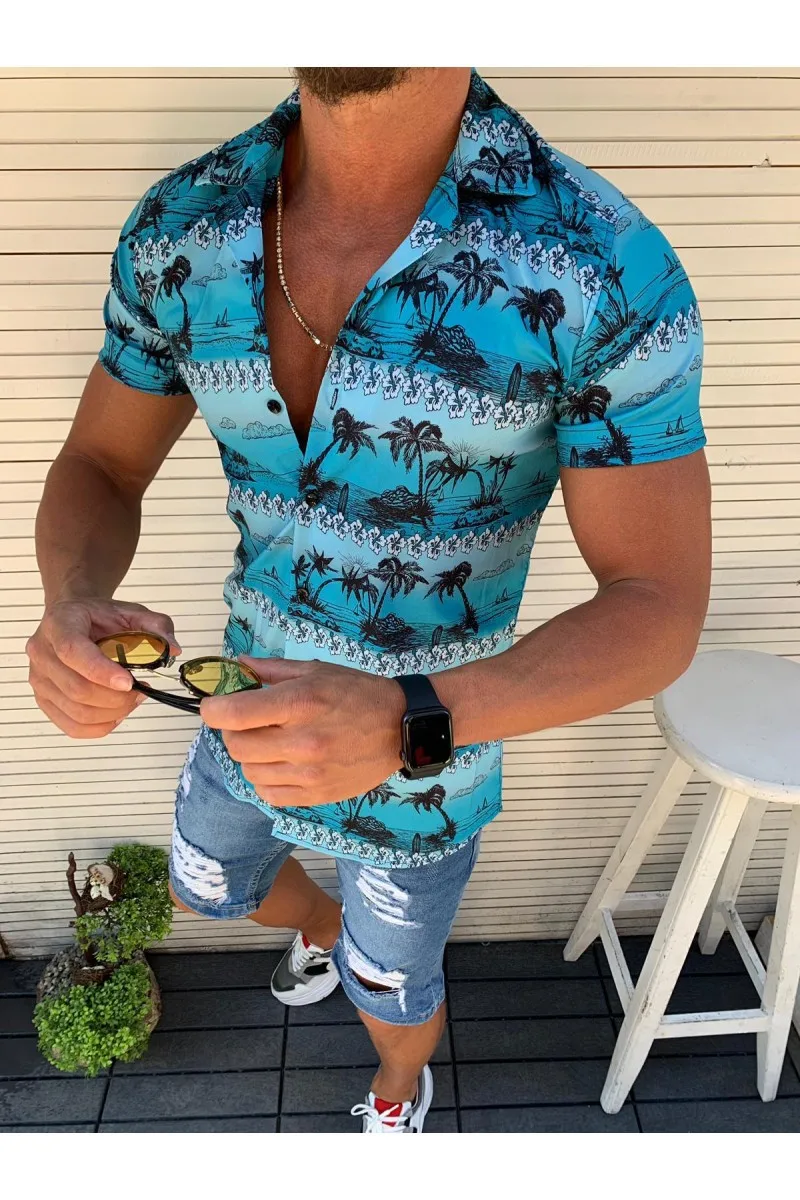 

MARKA KRALI Men Shirt Camisas Para Hombre Mens Shirts Men Fashions Hawaii Men Luxury Shirt Man Short Sleeve Floral Shirt