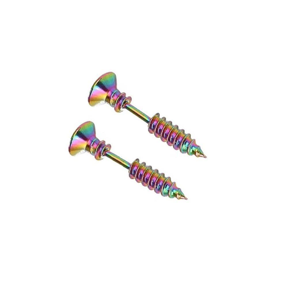 rainbow 2pcs 1-6 пар серьги из нержавеющей стали для мужчин Поддельные Вилки туннели шпилька для уха спираль бар для женщин мужчин серьги-кольца - Окраска металла: rainbow 2pcs