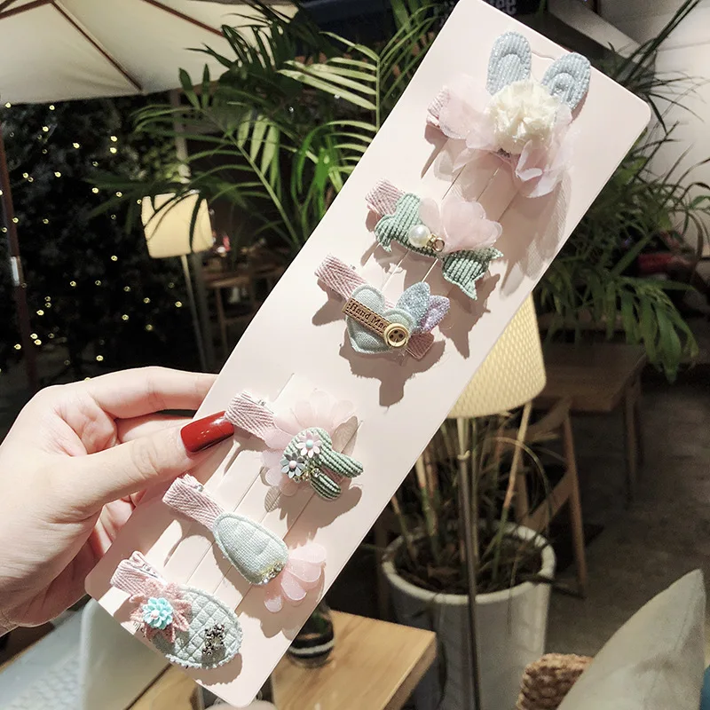 Новый 6 шт./компл. девушки цветы шпилька бант Детские милые Мультяшные зажимы для