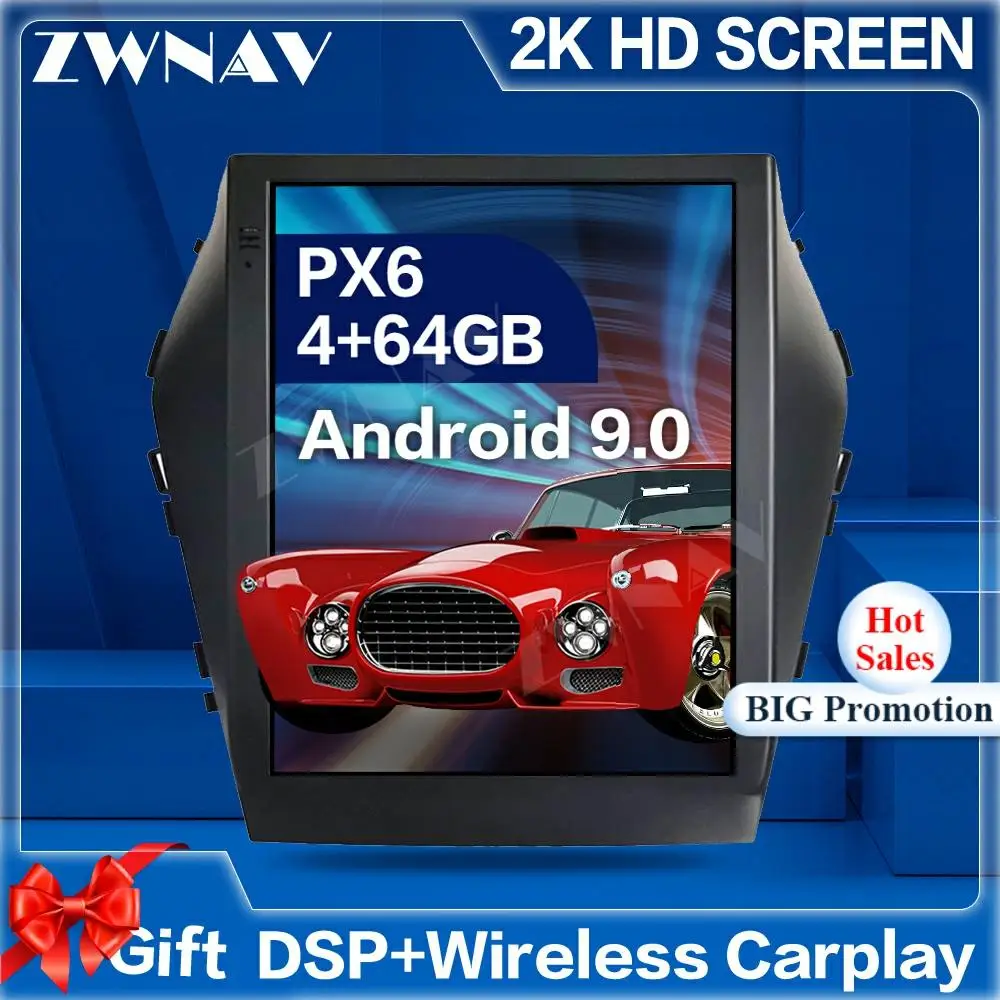

Tesla Style carplay Android 9 screen Car Multimedia Player For Hyundai IX45 2015 2016 2017 GPS Auto Audio Radio stereo head unit