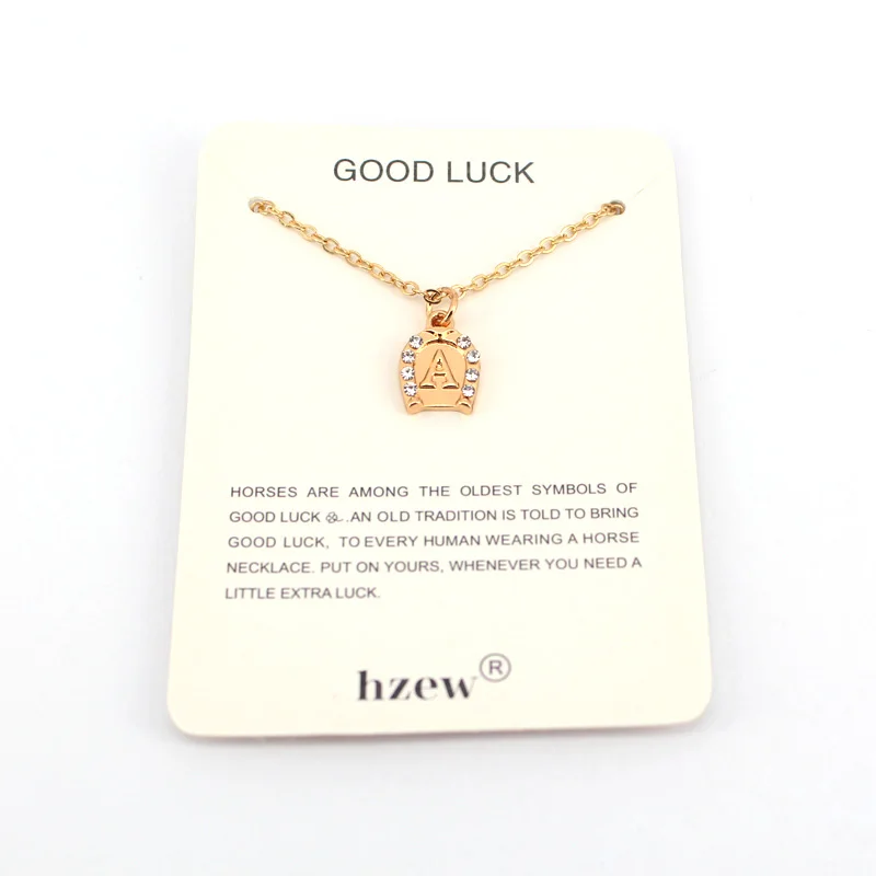 Hzew Хрустальная Подкова подвесные ожерелья с надписью A Z ожерелье именем под