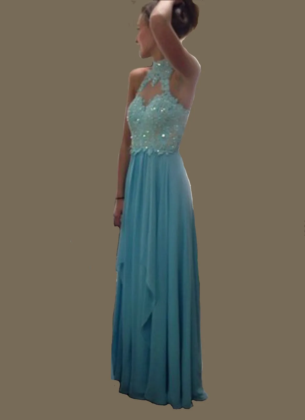 

custom made Sexy Turquoise long Homecoming Dress 2021 Elegant Beaded lace Appliques Formal backless Party Gown beading Prom Gown