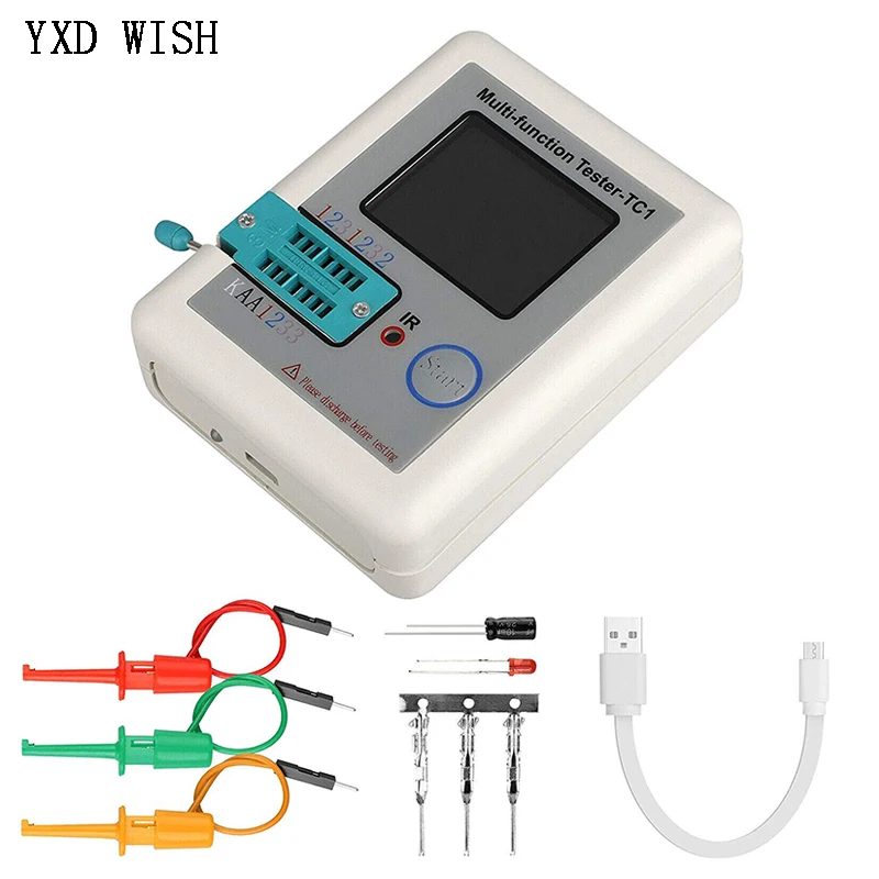 

LCR-TC1 1.8" TFT LCD Display Multi-meter Transistor Tester Diode Triode Capacitor Resistor Test Meter ESR LCR NPN PNP MOSFET Diy