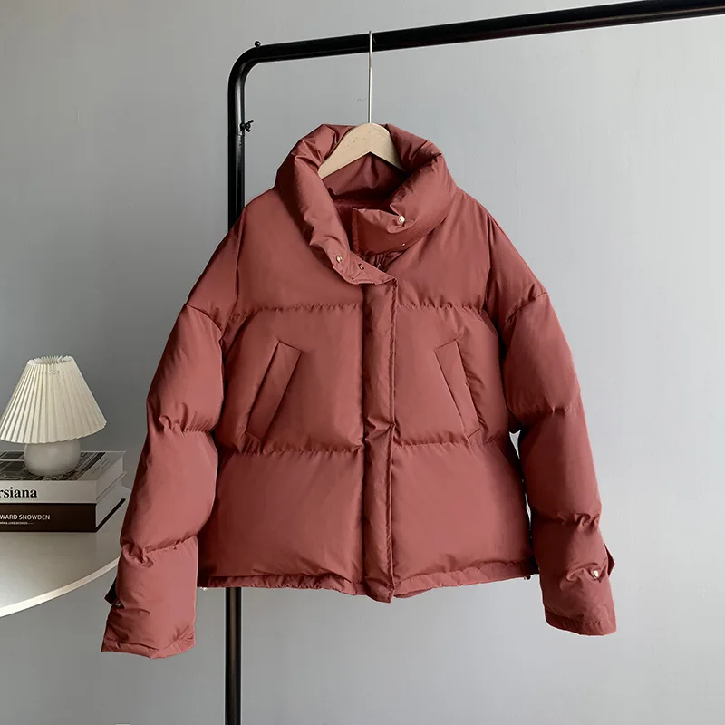 Winter 2021 Cotton Padded Women's Short Stand Collar Korean Jacket Loose Bread Coat Loose Oversized Womens Short Parka