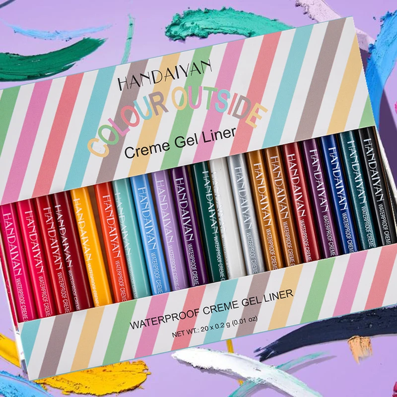 

20PCS/BOX Pastel Neon Eyeliner Pen Waterproof Colour Outside The Eyeliner Creme Gel Liner White Brown Eyeliner Pencil