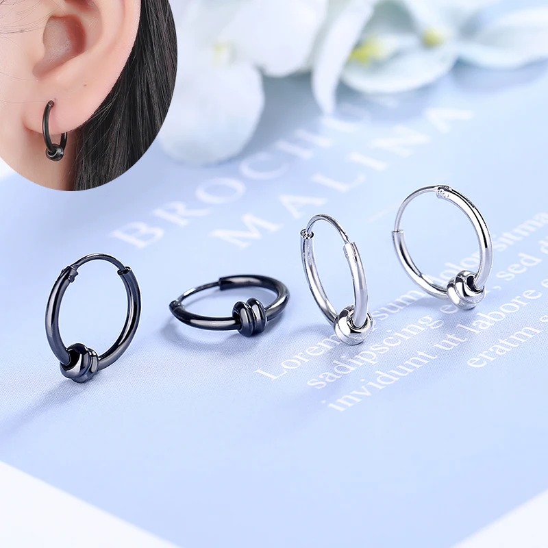 

Girls' Simple Style Hoop Earrings Small Huggies Black/White Tiny Hoops Cartilage Earring Piercing Minimal Thin Earrings Jewelry
