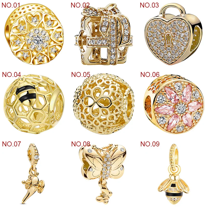 Позолоченный CZ браслет из стерлингового серебра 925 пробы плавающие амулеты