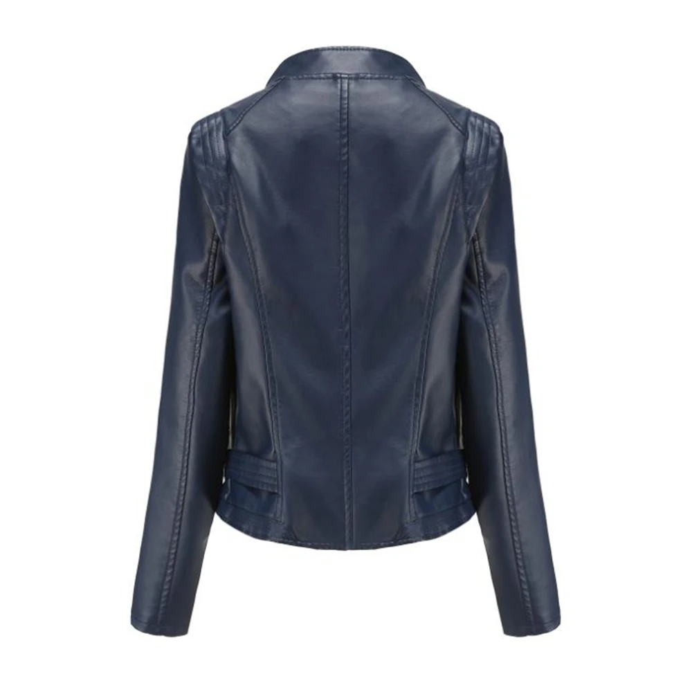 Women Autumn Pu Outerwear Faux Soft Leather Motorcycle Zipper Jacket Coat Female Turndown Collar Slim Biker Coats Streetwear 3XL