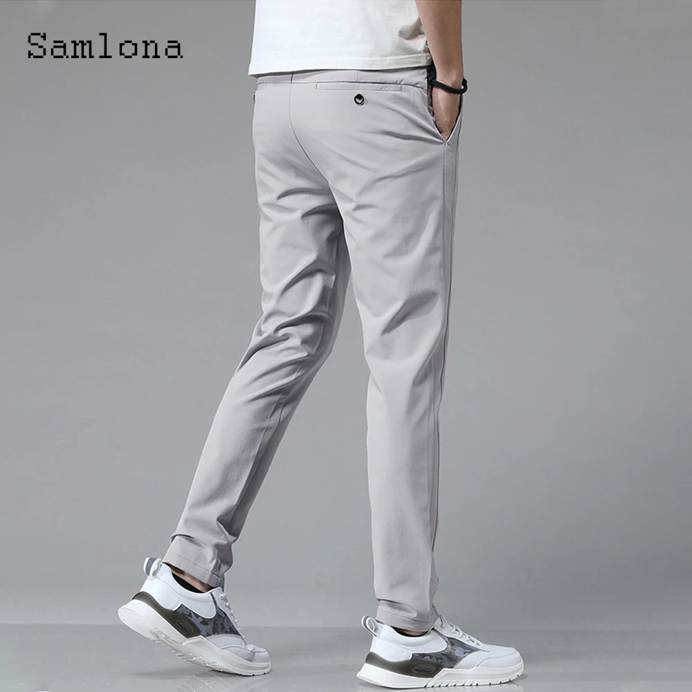 Samlona Plus Size Mens Casual Pants 2021 New Autumn Pantalon Male Streetwear Fashion Zipper Pockets Trouser Outdoor Leisure Pant images - 6