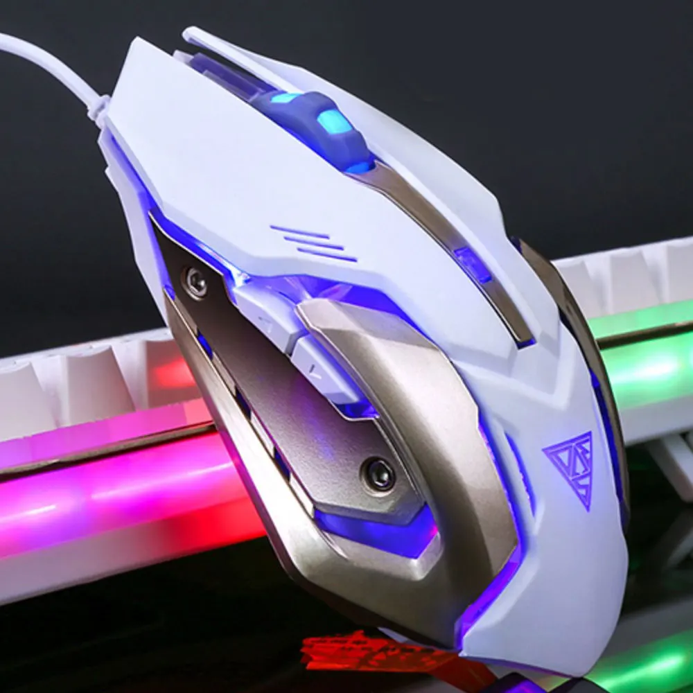 Полихроматическая LED USB Проводная мышь оптическая механика ощущения игровая