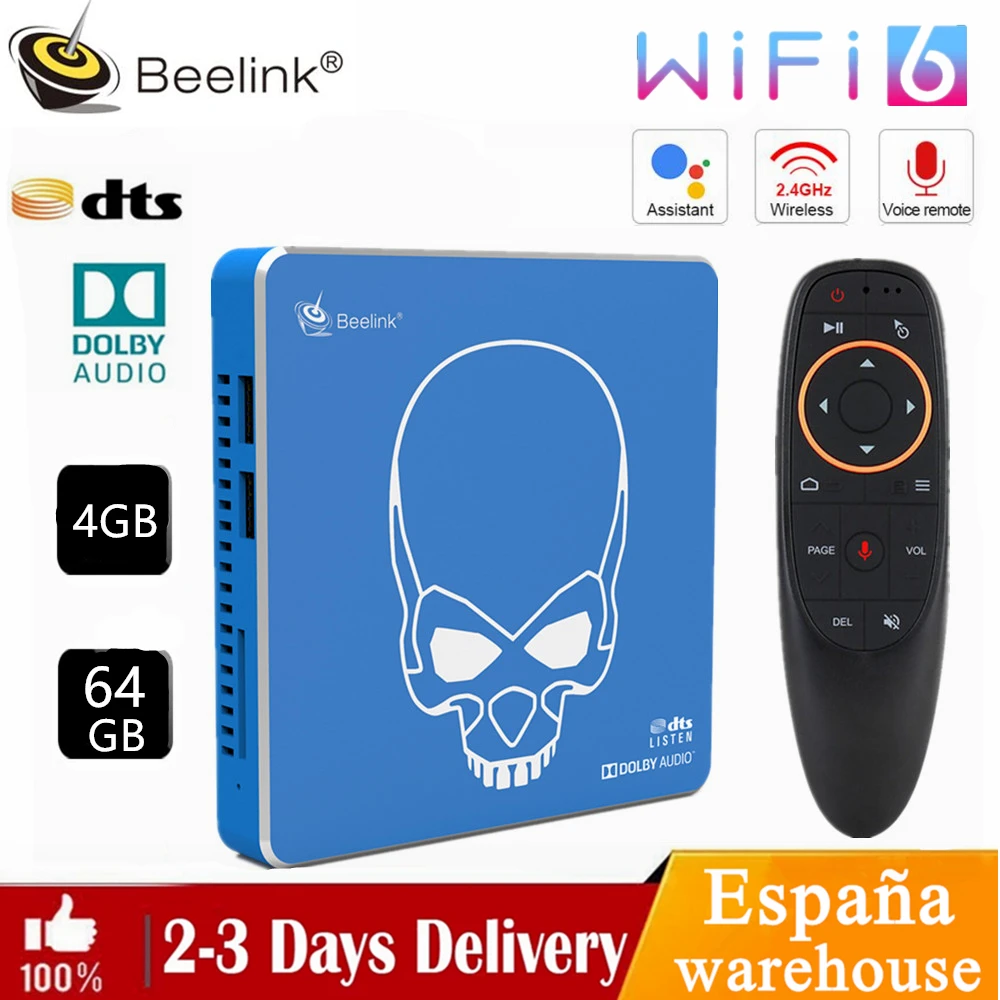 Приставка Смарт-ТВ Beelink GT-King Pro Android 9 0 Wi-Fi 6 4K HD Amlogic S922X-H BT4.1 4 ГБ 64 DTS Dolby голосовое