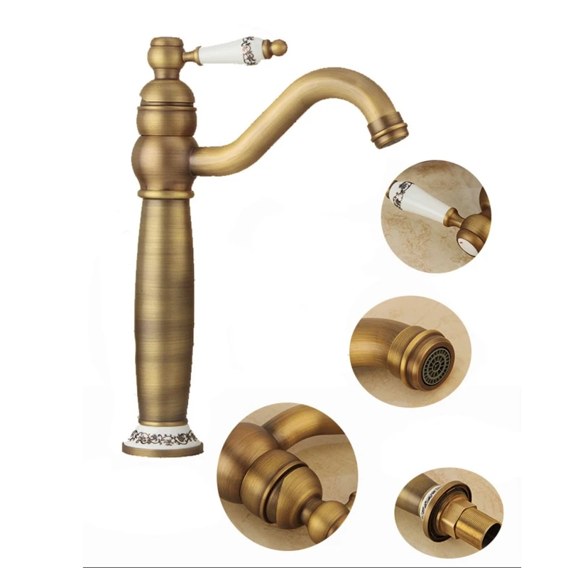 

Bathroom Faucet Antique Bronze Finish Brass Basin Sink Solid Brass Faucets 28GF