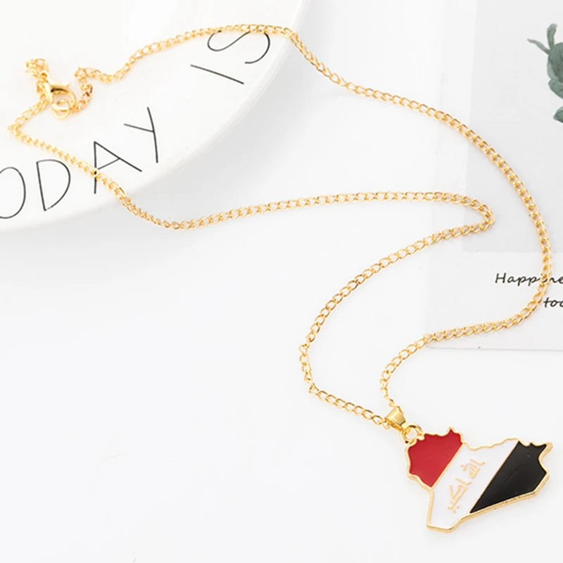 Цепочка с картой Республики Ирак кулон в форме флага патриотическое ожерелье