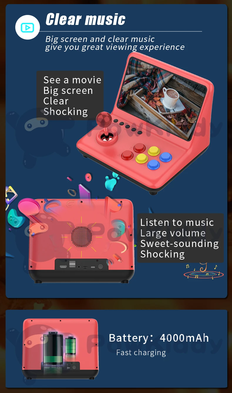 POWKIDDY A12 9 дюймов игровой джойстик с двумя джойстиками аркадная A7 архитектура quad-core