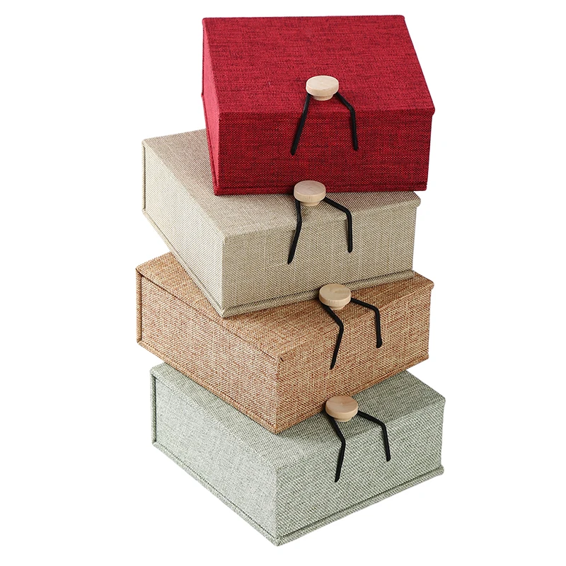 1 шт. квадратная коробка для ювелирных украшений льняная кольцо серьги дисплей