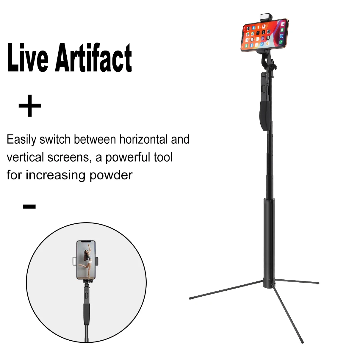 Portable Selfie Stick Tripod Live Stabilizer with Adjustable Fill Light Mobile Phone Bracket Bluetooth Remote Control for Live