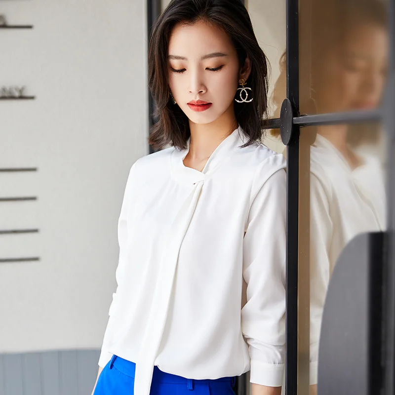 

White Shirt Women's Short-sleeved Spring and Clothes Formal Wear Large Size Black and Blue Wear