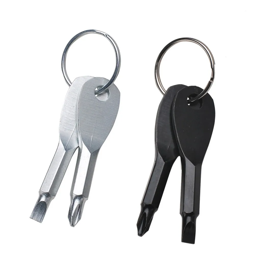 

Black/Silver Screwdriver Portable Screwdriver Repair Set Keyring Flathead Slotted Screw Repair Tools