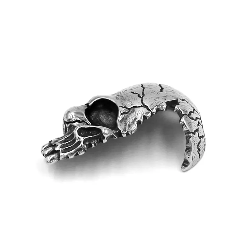 Rock Punk Skull Pendant Stainless Steel Necklace Broken Damaged Half Face Biker Mens SWP0525A | Украшения и аксессуары