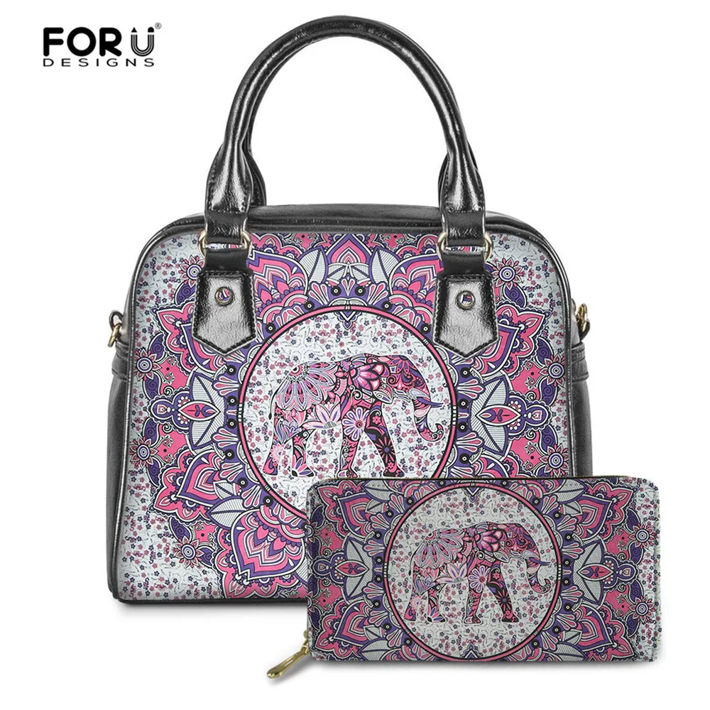 FORUDESIGNS богемный слон мандала модные женские сумки и кошелек из искусственной