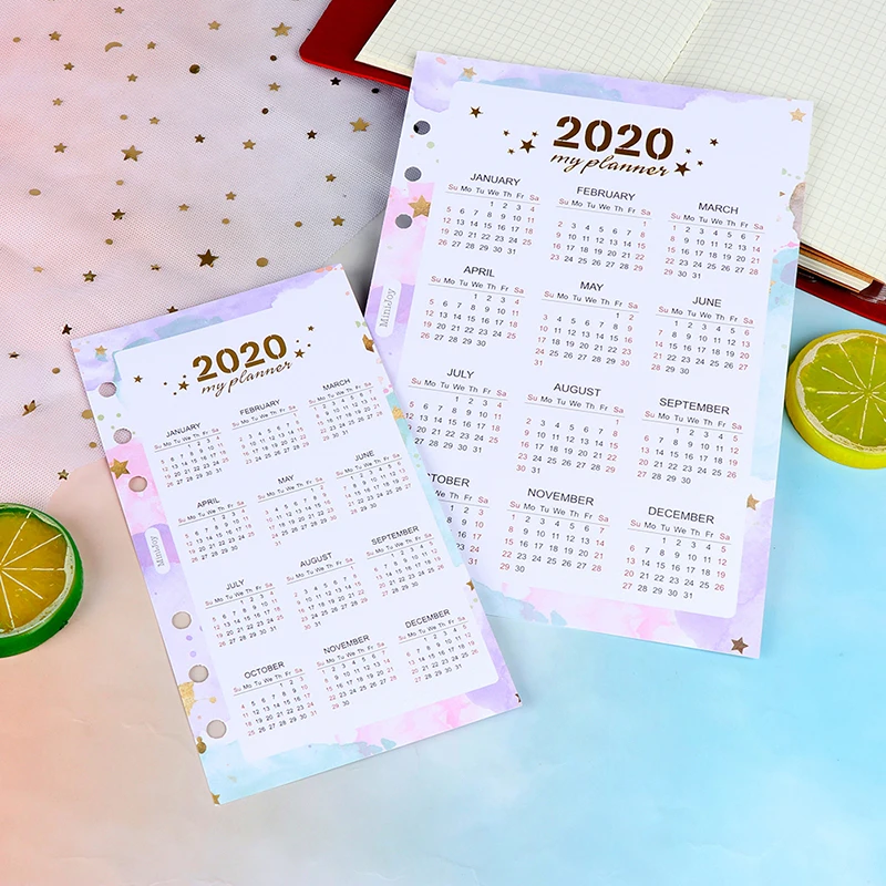 Календарь на 2020 год индексные разделители акварель Заправка для 6 отверстий