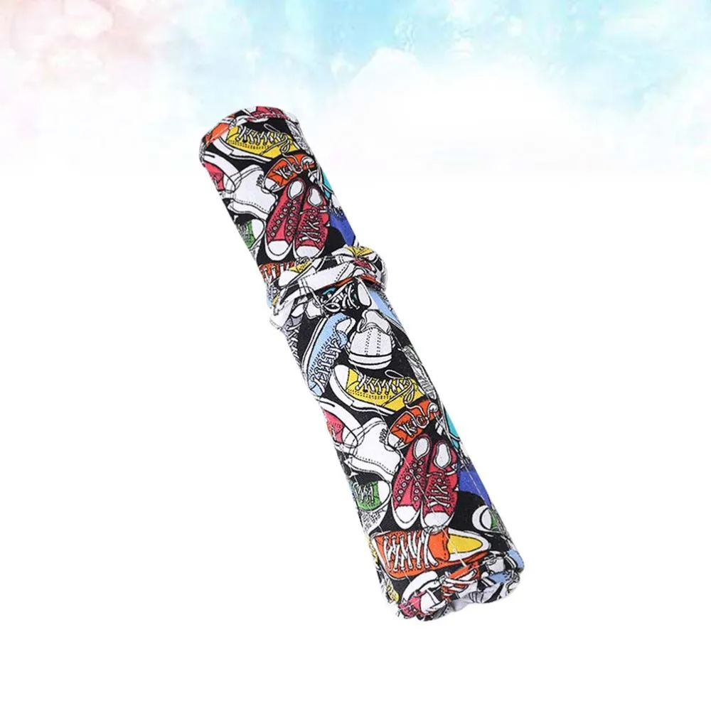 

22 Slots Printing Paint Brush Holder Durable Canvas Holder Rollup for Artist Watercolor Oil Paint Brush Tools Pens Pencils