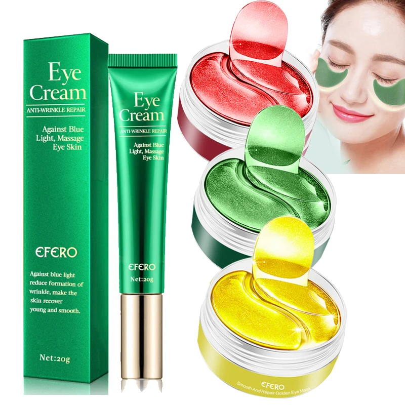 

EFERO Anti Wrinkle Anti-Aging Eye Cream Against Puffiness Gel Eye Mask Patches Seaweed Moisturizing Dark Circles Eye Bags Remove