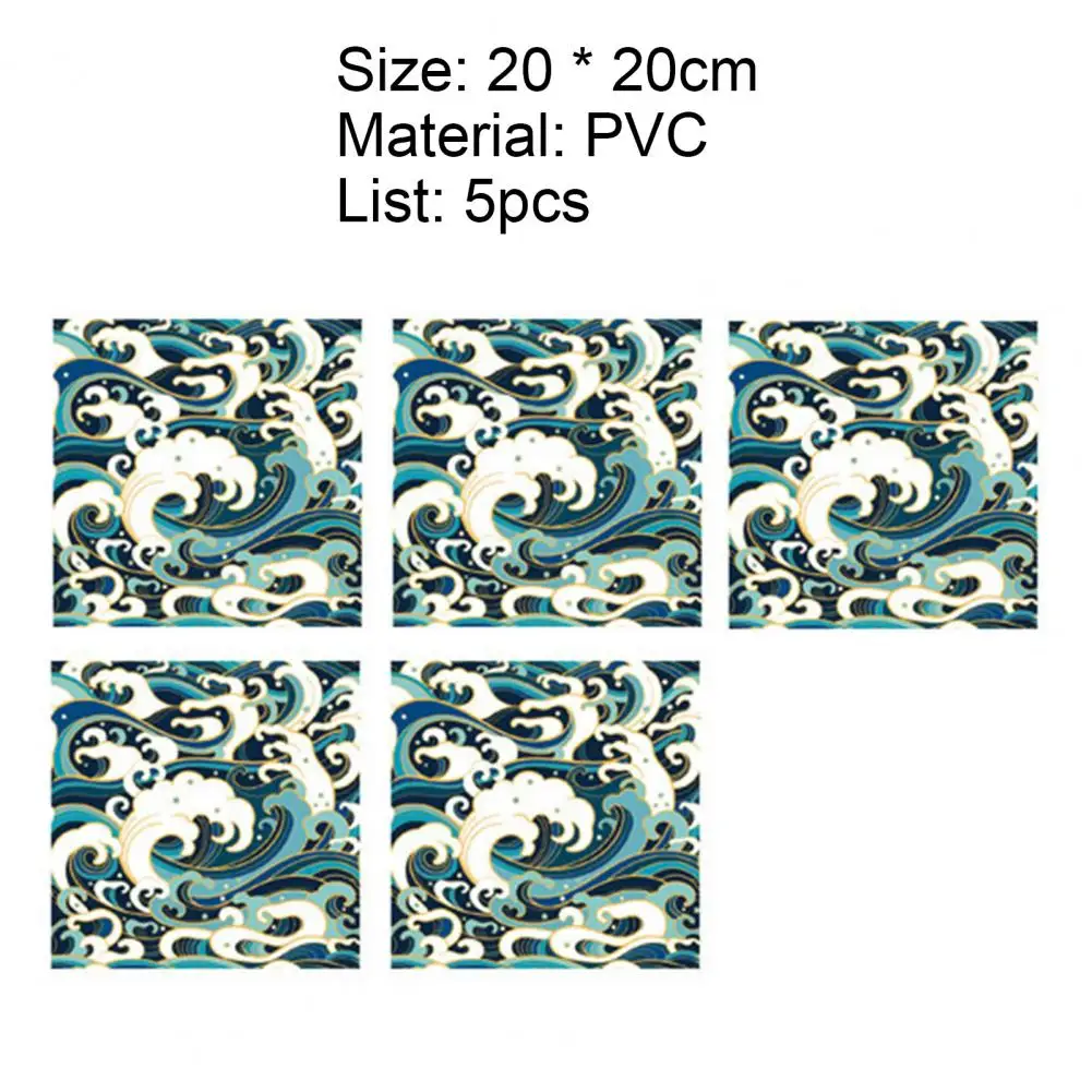 

Hot Sales!!!5Pcs Tile Decal Eco-friendly 3D Visual Effect PVC Tile Art Sticker Decor for Home
