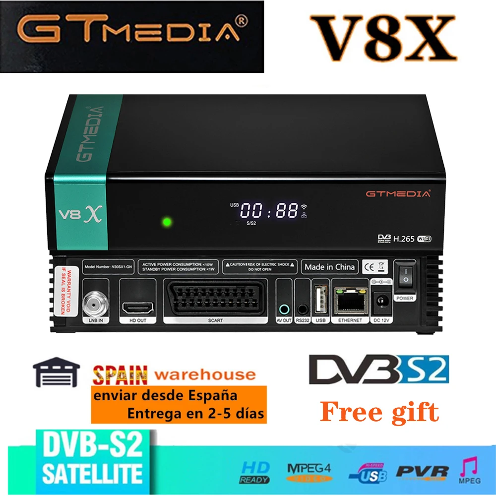 Декодер Gtmedia V8X склад в Испании h.265 gtmedia V8 honor same V7 s2x с USB Wi Fi бесплатно super 1080p полный