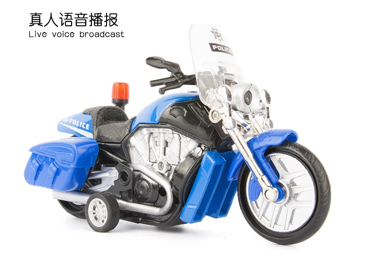 1:16 Diecast Motorcycle Model Simulation Sound Light Pull Back Men Racing Police Car Models Kids Toys Motorcycle Collection Gift