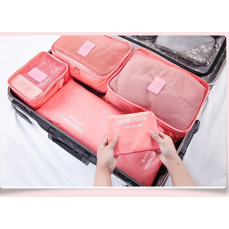 

Hot Sale Travel Organizer Storage Bag Set Clothes Organizer Bags Pouch Suitcase Home Closet Bags for Storage 6 PCS