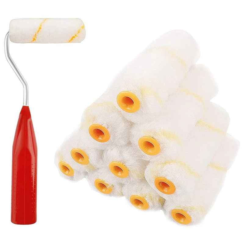 

11Pcs Paint Roller Cover Set, 4 Inch Wall Painting Microfiber Paint Roller Tool Kit for Wall Painting, Stains Cleaning