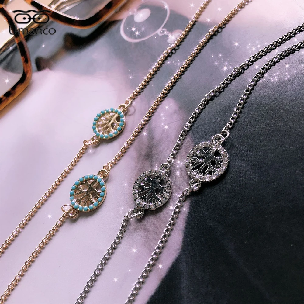 

75cm Gold / Silver Sunglasses Chain For Women with Lucky Tree Pendent Glasses Mask Chains Female Silica Gel Jewelry Accessories