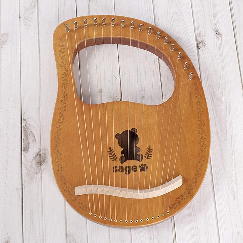 

Lyre Harp,16 String Harp Heptachord Mahogany Lye Harp with Tuning Wrench for Music Lovers Beginners