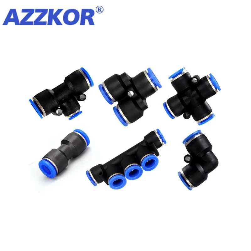 

AZZKOR 60PCS PK/PV/PE/PY/PZA/PU Pneumatic Connector Push in Hose For Connect Air Pneumatic Connector Components 4 6 8 10 12
