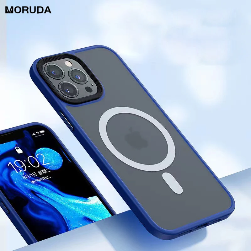 

For iPhone 13 Pro Max Case Magnetic Magsafing Wireless Charging Cover for iPhone 13 Mini 12 Pro Max Shockproof PC TPU Coque