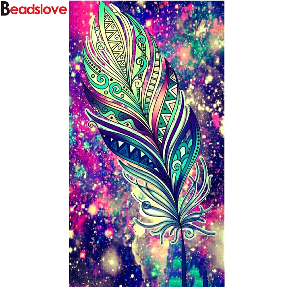 

Алмазная живопись 5D «сделай сам», Набор для творчества с изображением пера, пейзажа, персонажа, Креста, настенная наклейка, полное сверление, вышивка, домашний декор, подарок