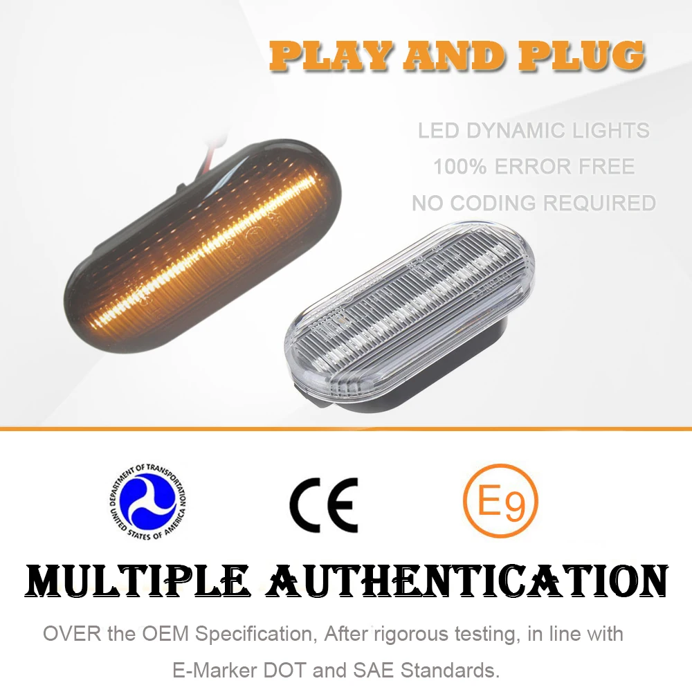 

2x LED Dynamic Amber Side Marker Turn Signal Light For Skoda Felicia Octavia 1U Citigo