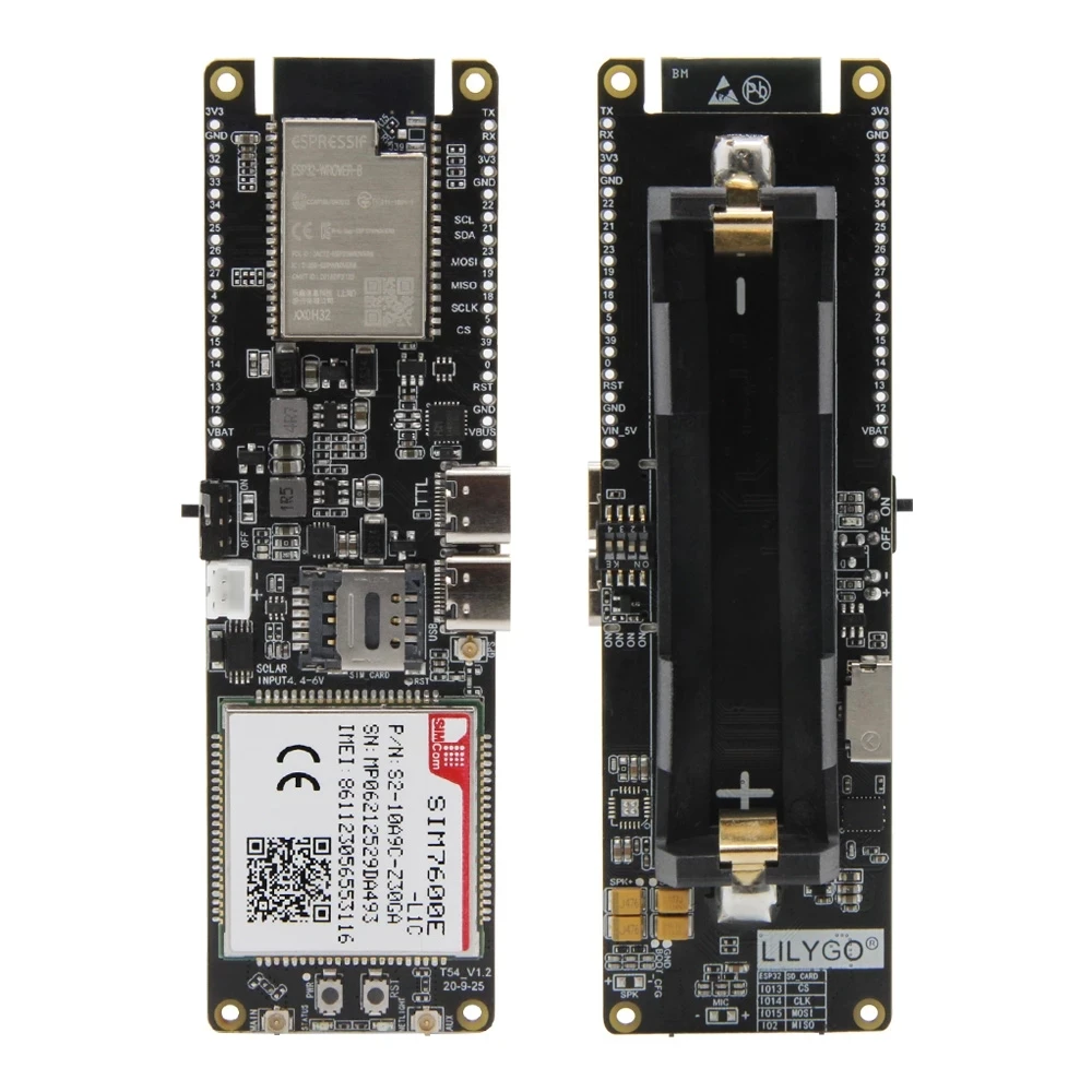 

LILYGO® TTGO T-SIM7600E-L1C 4G LTE CAT4 USB Dongle Module ESP32 Chip WiFi Bluetooth 18650 Battery Holder Solar Charge Board